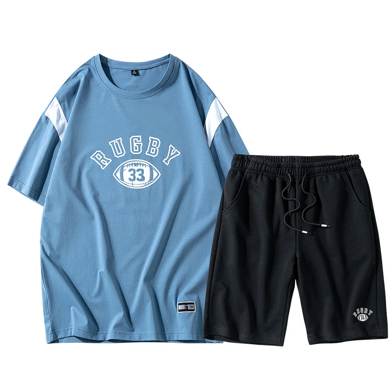 Мужской повседневный спортивный костюм из 2 предметов футболка с коротким