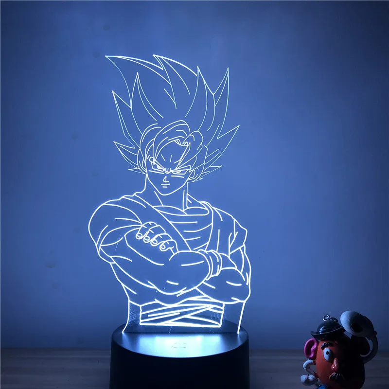 Dragon Ball Z Вегета ГОКу супер сайян, «Жемчуг дракона 3D светодиодный Ночной светильник 7 цветов сенсорный оптический Иллюзия фигурку настольная лампа украшения