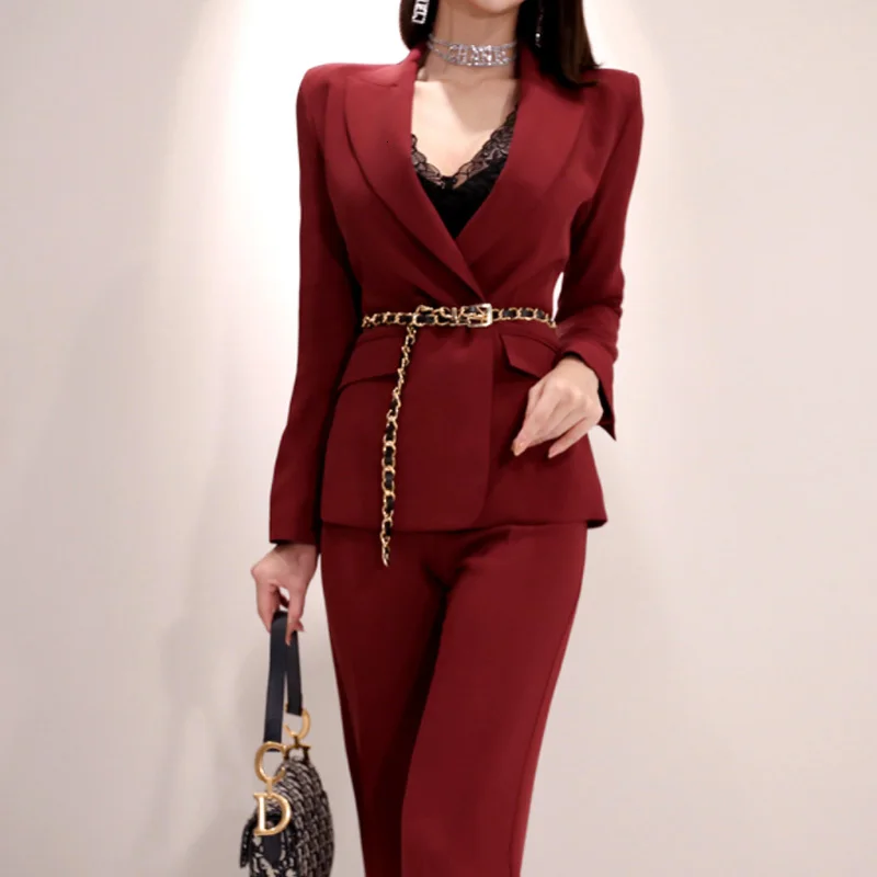 

New Formal Women Work Wear Set Uniform Styles Elegant Pant Suits Two-piece Suits Set Casual Office Business Suitspants