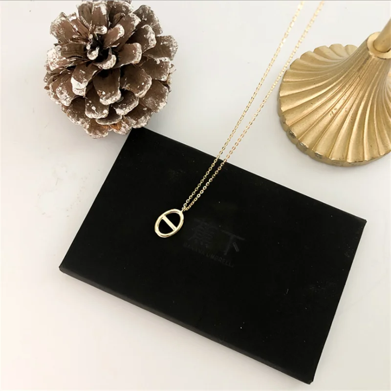 

Simple Oval Necklace Clavicle Chain Sen Department Small Fresh Temperament Women's Holiday Gift Party Jewelry Wholesale