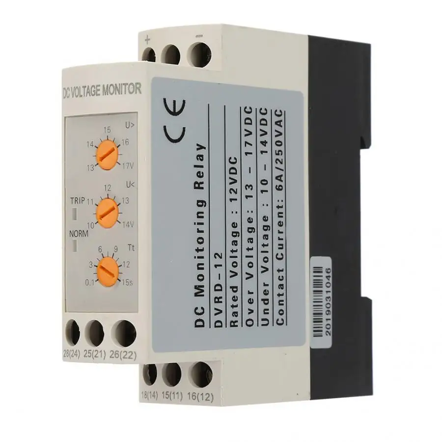 

Din Rail Adjustable Over Voltage and Under-Voltage Protector DC 12V/24V/36V/48V DVRD Voltage Protective Device Voltage Relay