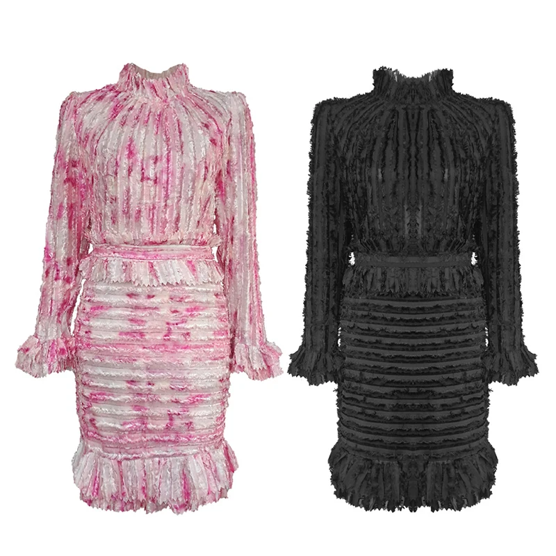 Женское вечернее платье OMIKRON элегантное осеннее с цветочным принтом оборками