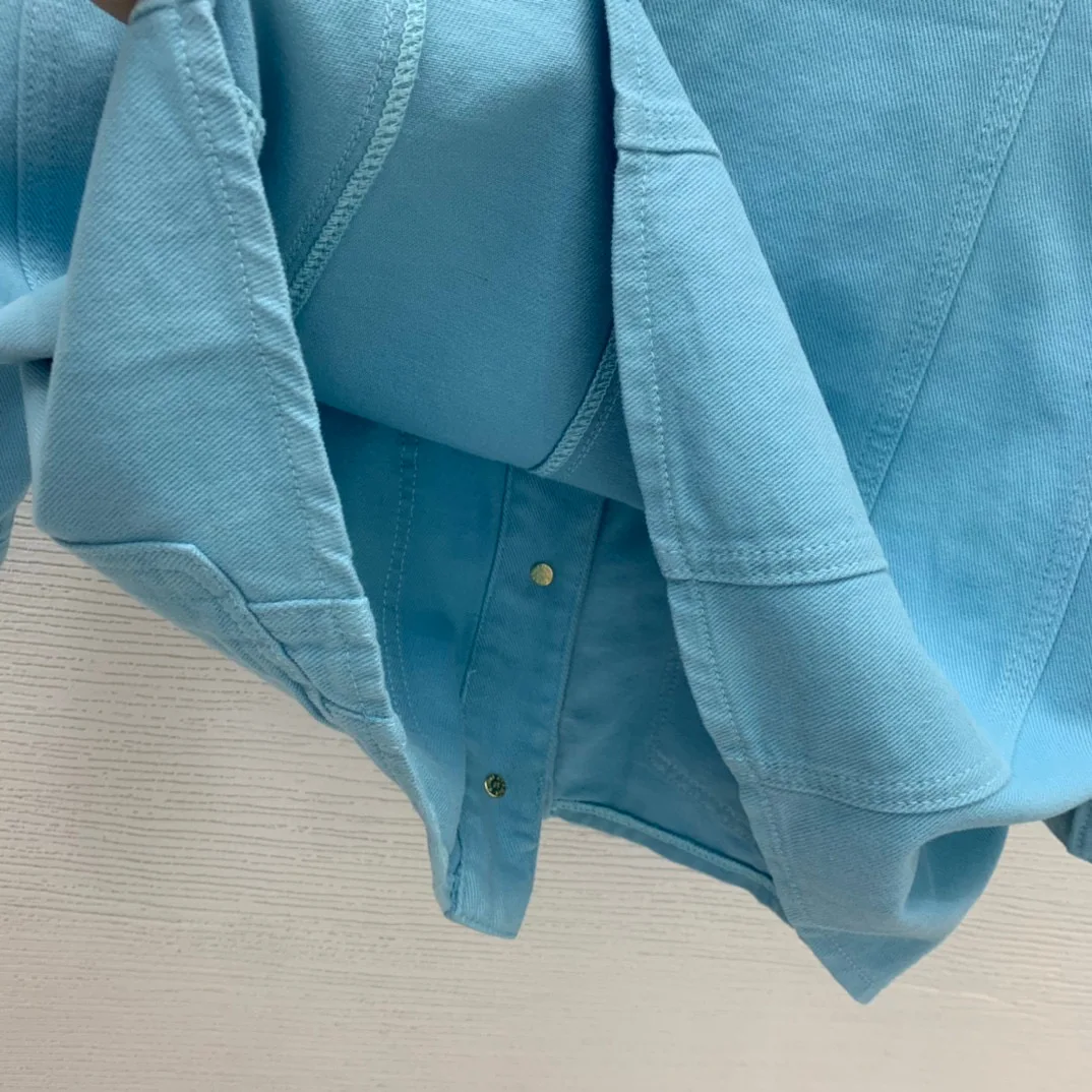 

High-quality new denim jacket camellia net red dress flowers loose style small fragrance jacket