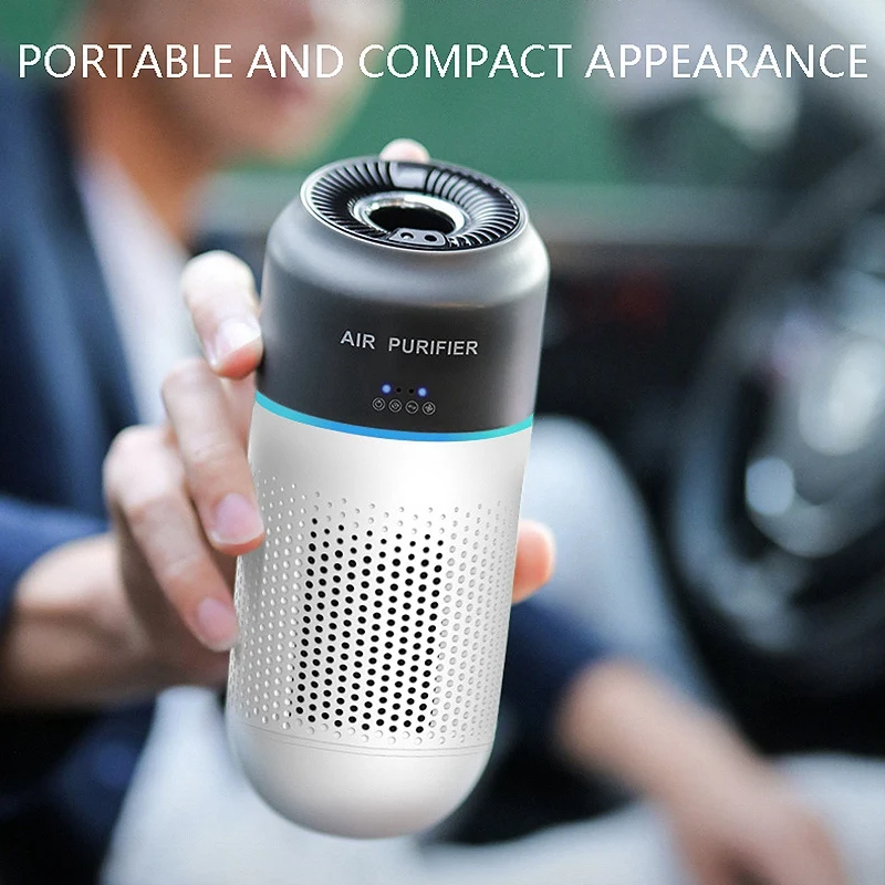 

Car Air Purifier Gesture Induction Switch Portable H13 Filter Negative Ion Purifiers with Spare Filter for Car Home