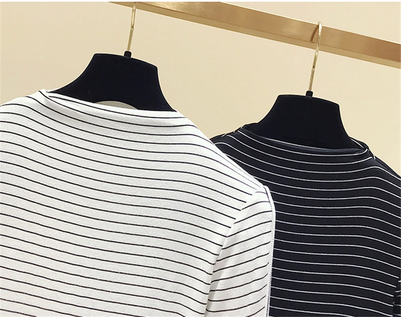 Женская футболка новинка весны 2019 Корейская полосатая водолазка в стиле
