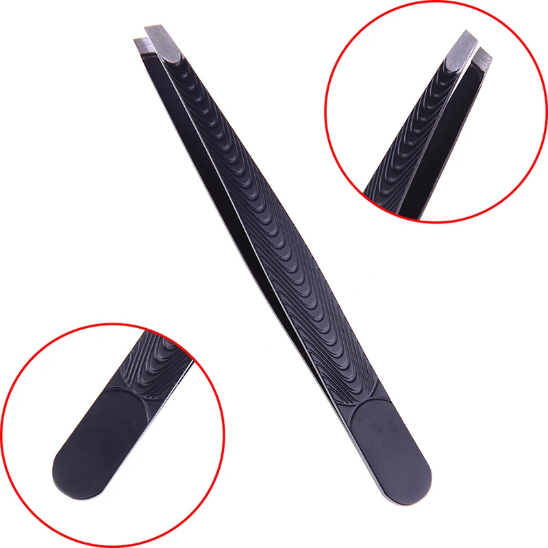 

2 Styles Black Color Stainless Steel Eyebrow Tweezer Makeup Tool Hair Beauty Slanted Puller Eye Brow Clips