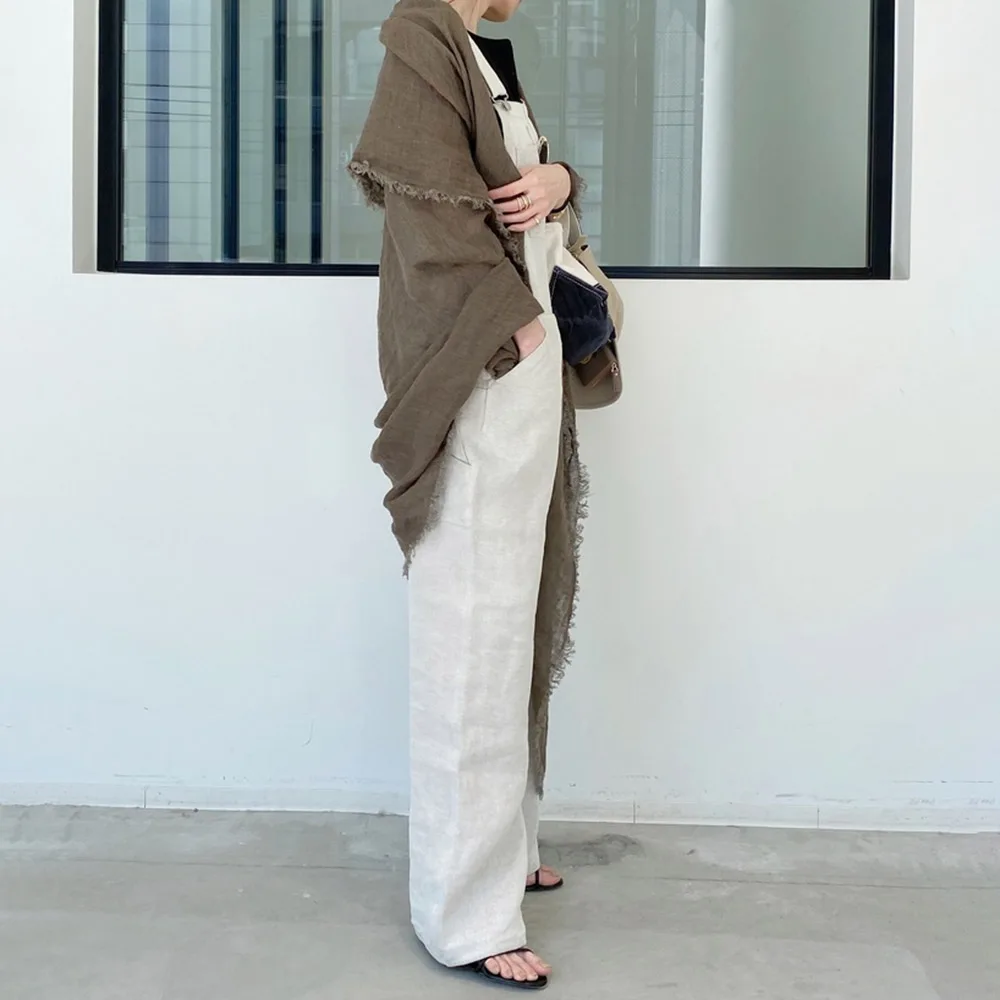 

Jumpsuit Solid White Women Long Length Pockets Wide Legs Overalls Japan Korean Style Casual Loose High Wasit Jumpsuits Summer