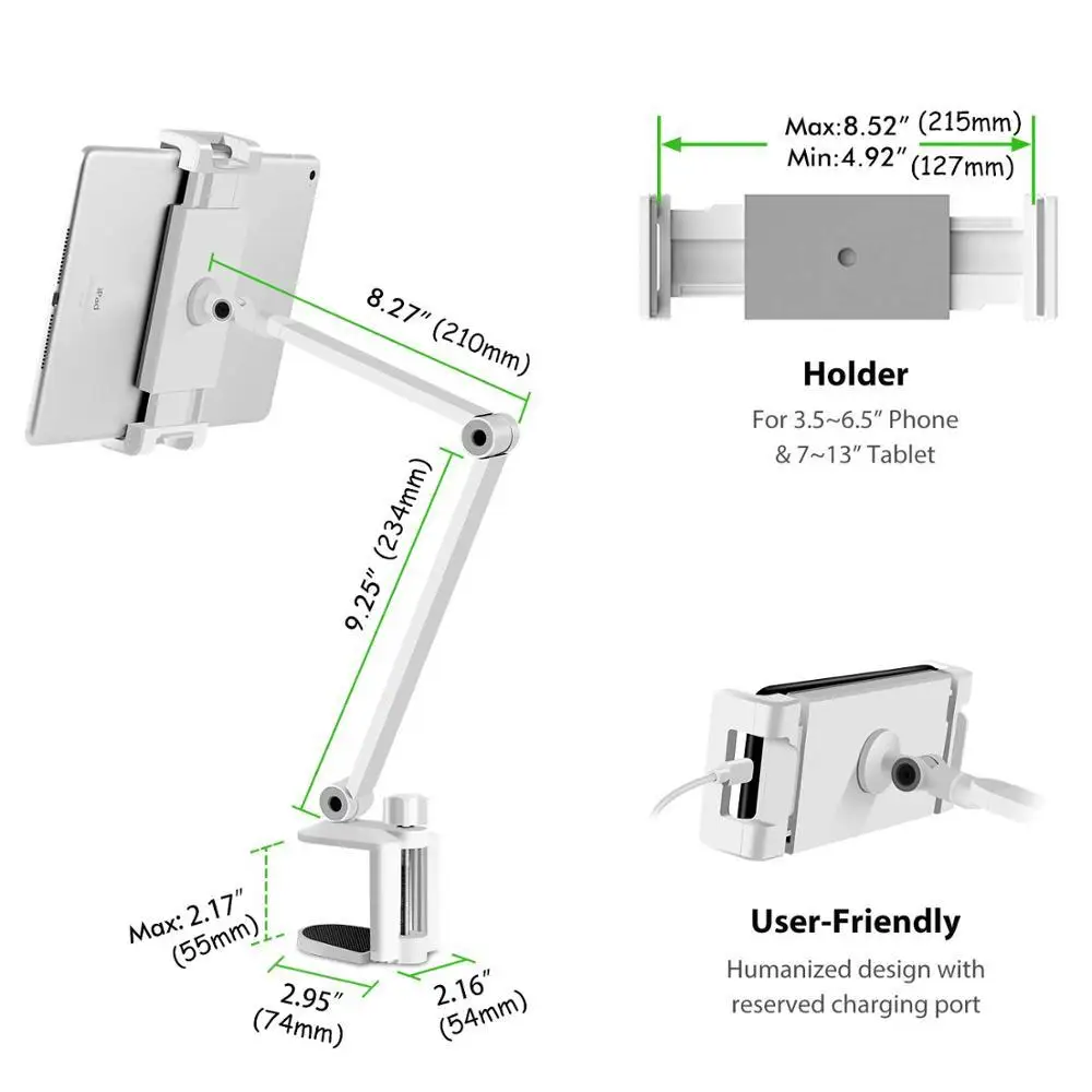 Comprare Supporto Per Tablet Supporto Per Telefono Cellulare Girevole A Braccio Lungo Supporto Per Tablet Regolabile In Lega Di Alluminio Ad Altezza/angolo Per IPad Da 4-13''