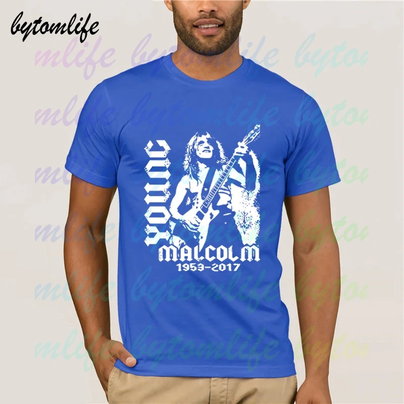 Malcolm Young AC DC Футболка Хард Рок мужская летняя 100% хлопок короткий рукав Популярные