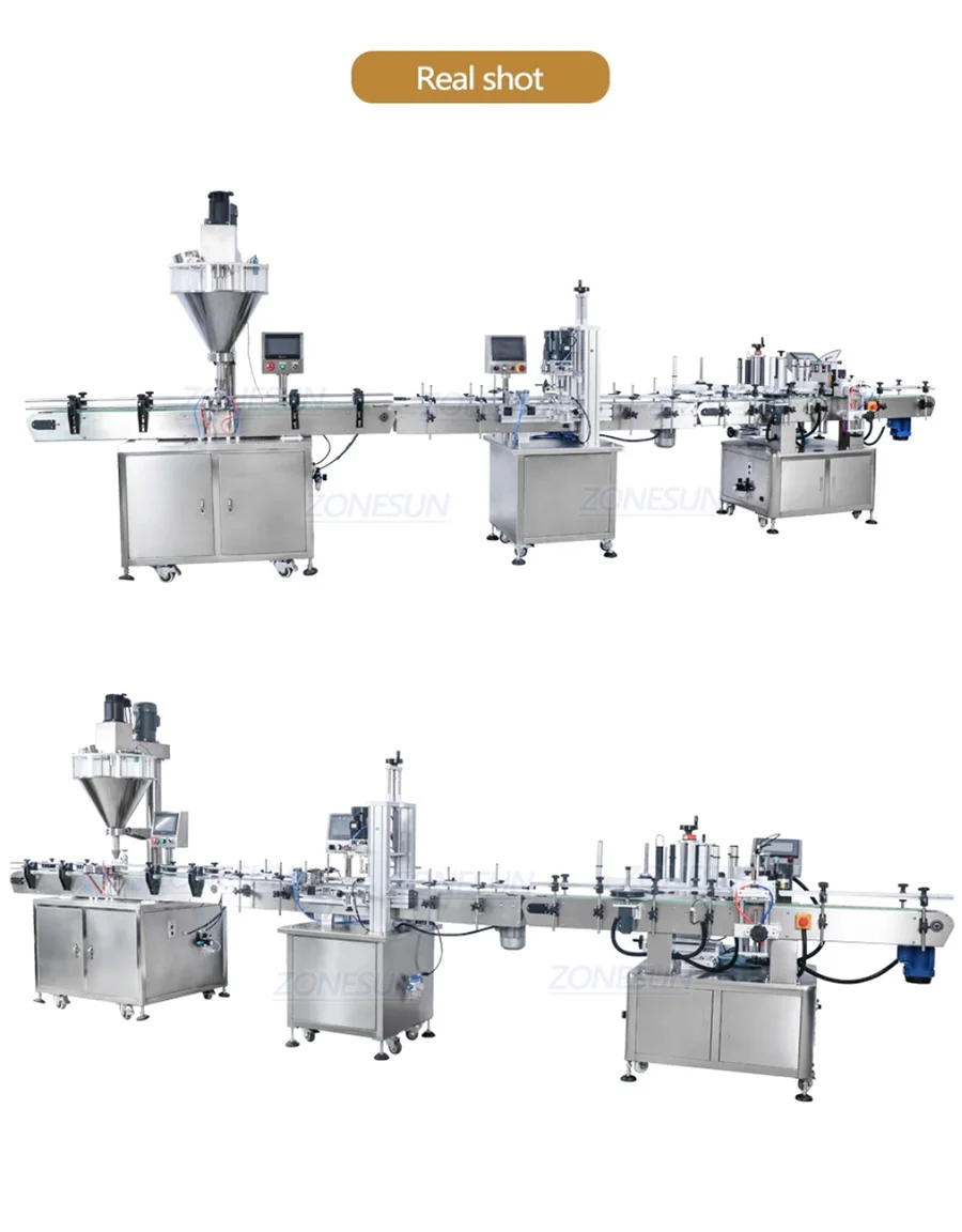 ZONESUN Powder Filling Capping Round Bottle Labeling Production Line