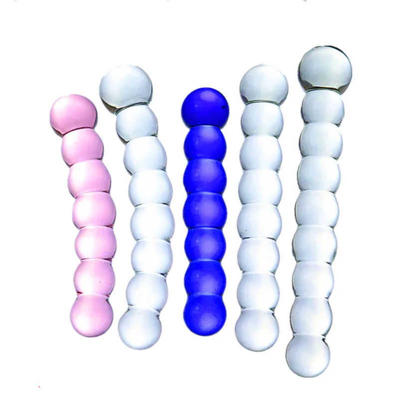 Анальная пробка Pyrex Glass Большой Хрустальный фаллоимитатор 8 бусин искусственный