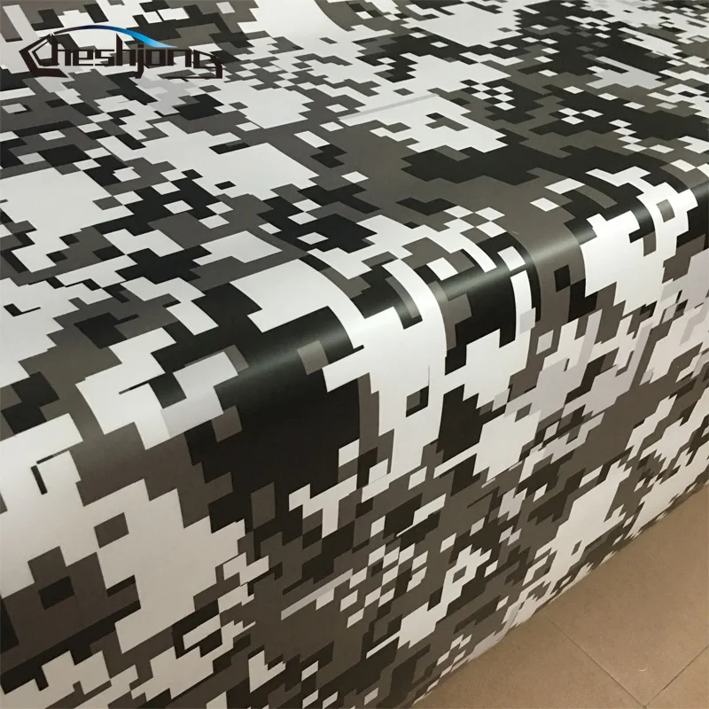 Цифровая клейкая черная белая камуфляжная виниловая пленка, камуфляжная пленка с воздушными пузырьками, автомобильная пленка, графическая наклейка для мотоцикла