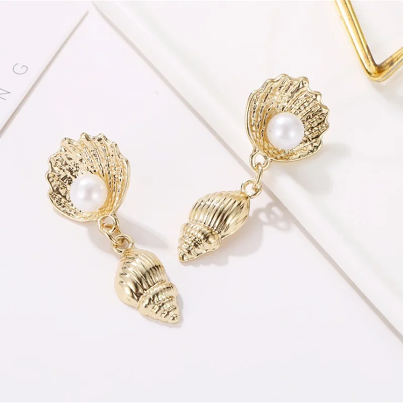 

Fashion Women Conch Shell Pearl Stud Earrings Party Jewelry Gifts