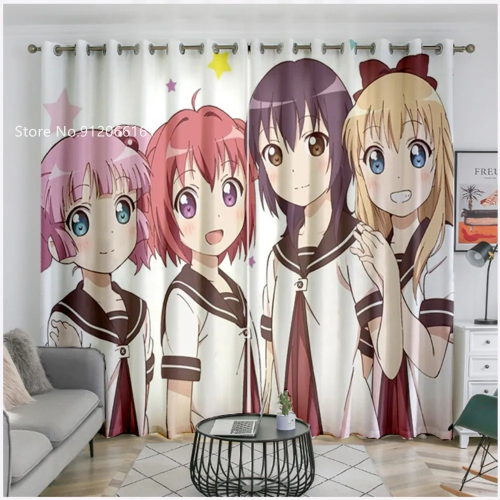 Художественная занавеска на окна yulu Yuri с 3D принтом кавайное аниме для девочек