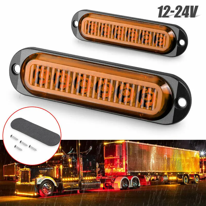 

2PCS 6 LEDs Car Truck LED Side Marker Lights For Truck Trailer Lorry Caravan Bus Van Boat 12V 24V Waterproof Yellow Red