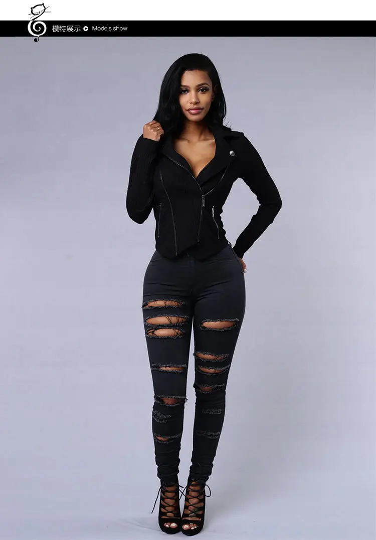 

Fashion White/Black High Waist Jeans Women Jeans Woman Skinny Denim Pencil Pants Hollow Out Female Jeans Femme Trousers