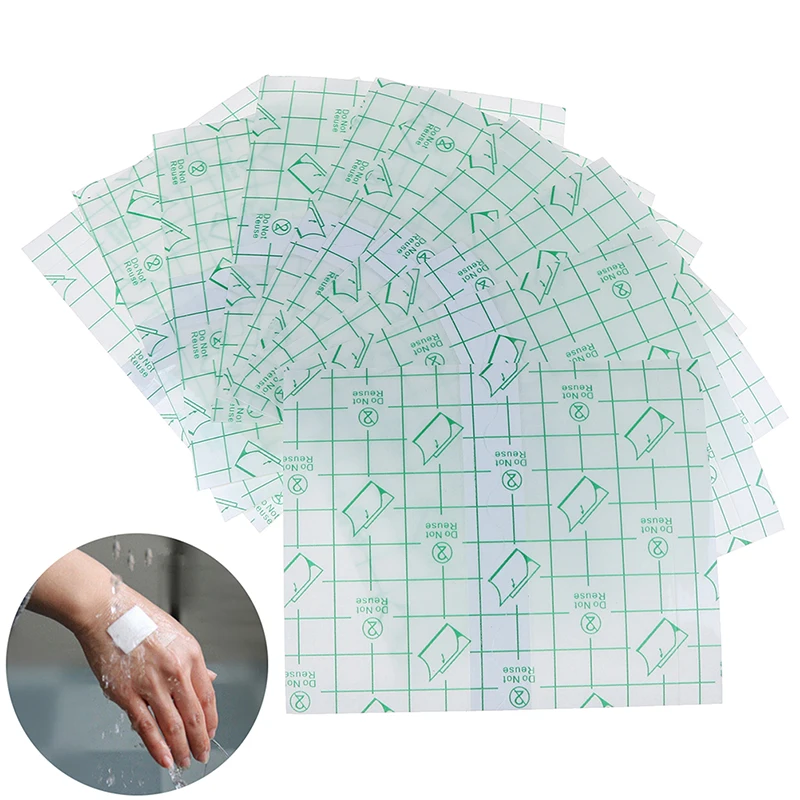 

10pcs Waterproof Transparent Adhesive Wound Dressing Fixation Tape Bandage Anti-allergic Medicinal Fixation Bandage