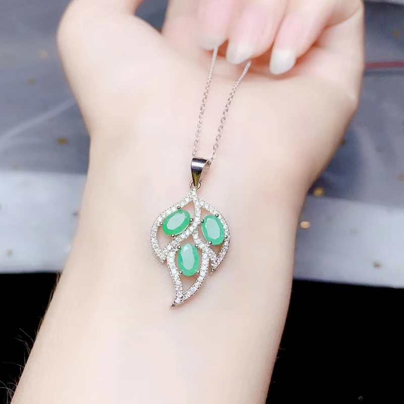 Женская подвеска из 100% натурального изумруда 3 шт. Замбии 925 деталь для молодых