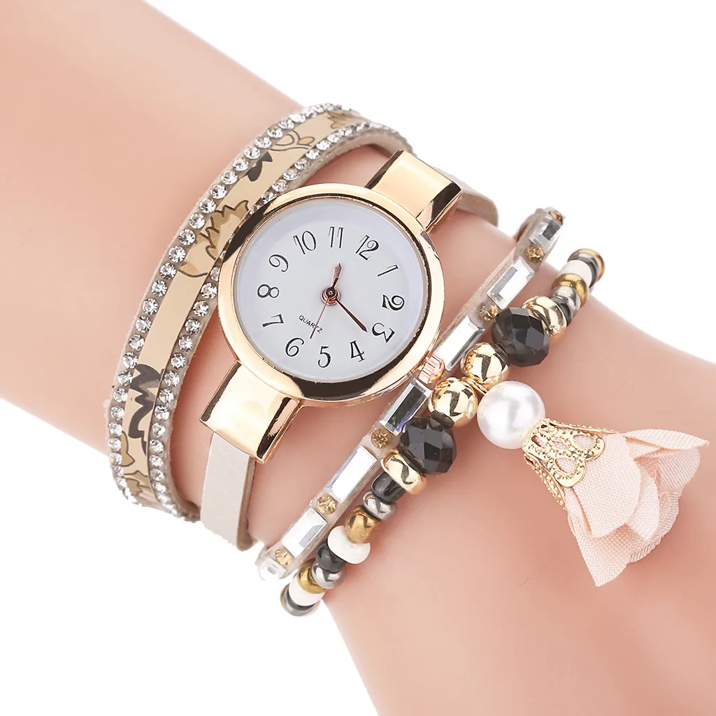 Часы женские кварцевые с жемчужным цветком винтажные наручные подвеской подарок