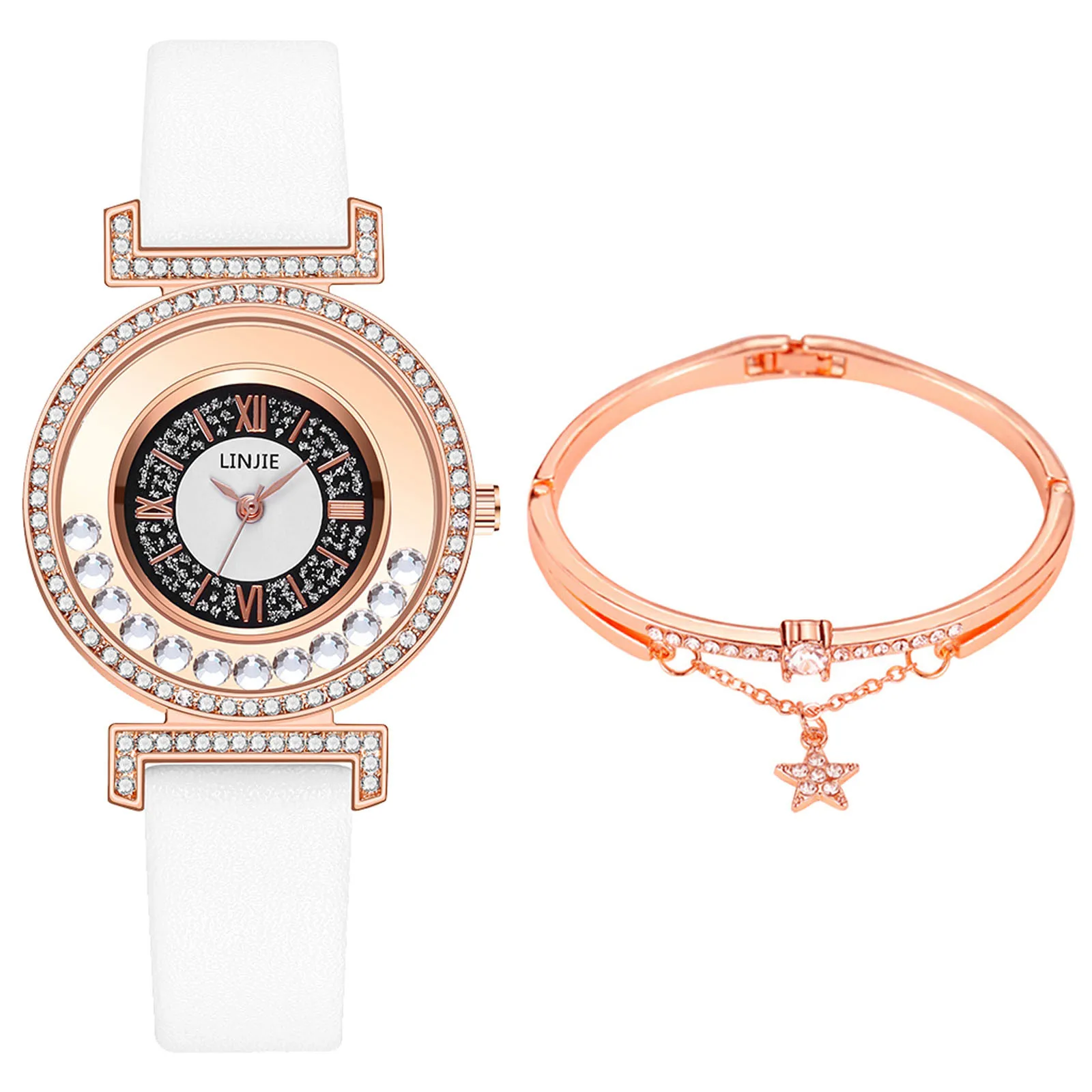 

Women Fashion Quartz Watch Leather Strap Watch Analog Watch Set Wristwatch Women Bracelet Luxury Watch Casual Relogio