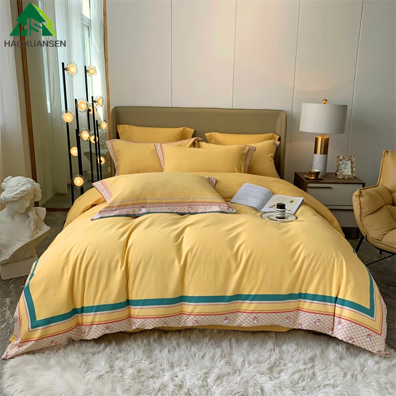 

Stripe border Pure Cotton Sanding Bedding Sets Thickening Duvet Cover Pillowcase Bed Sheets Bed linen 3.8kg/4.1kg