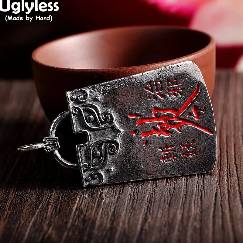 

Uglyless Buddhism Amulet Pendants for Men Cool Thai Silver 925 Silver Square Necklaces NO Chains Religious Gifts for Buddhists