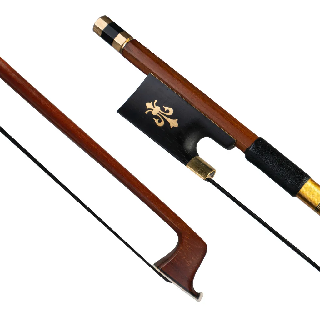 LOMMI Advanced Violin Bow 4/4 Size IPE Violin Bow Round Stick Black Horsehair Ebony Frog Fleur-de-lis Inlay Brass Accessories