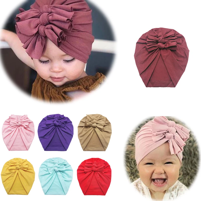 Infant Headbands Solid Cotton Kont Turban Headband For Girls Stretchy Beanie Hat Headwear Baby Hairband Faixa Cabelo Para Bebe | Детская