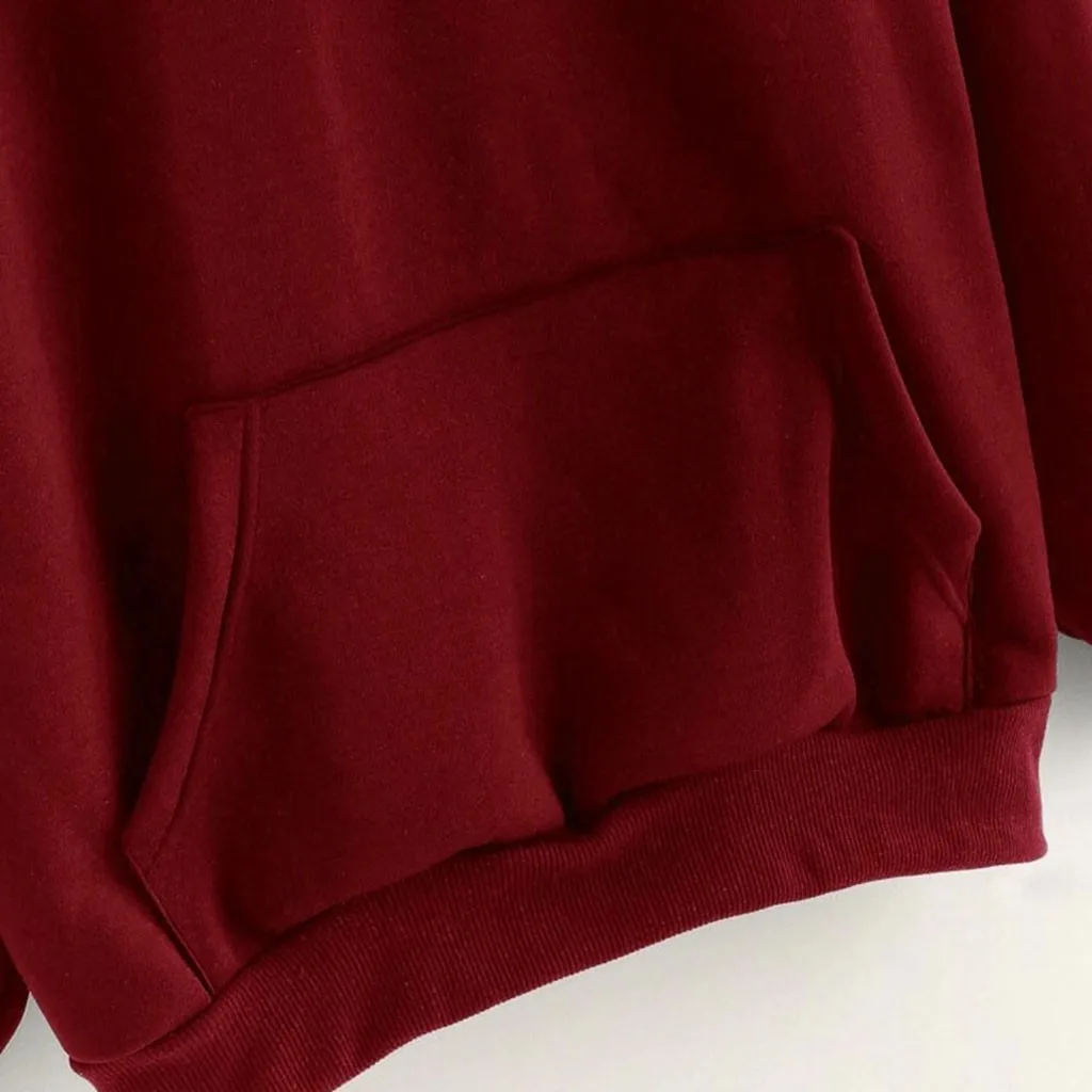 Women's Casual Solid Color Hooded Pocket Long Sleeve Pullover Sweatshirt sudadera mujer толстовка женская