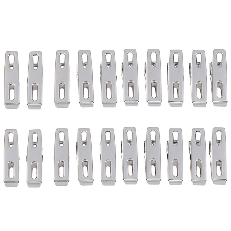 

20Pcs Drying Rack Holder Stainless Steel Clothes Pegs Hanging Pins Clips Laundry Household Clothespins Socks Underwear