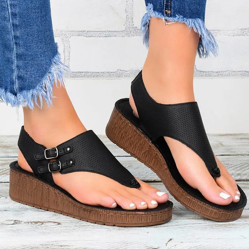 

Women Sandals 2021 New Women Heels Sandals Platform Wedges Shoes For Women Summer Sandalias Mujer Casual Flip Flops Plus Size 43