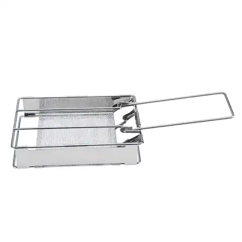 A folding plate of stainless steel, a portable toster for camping, bread, grill, camping equipment