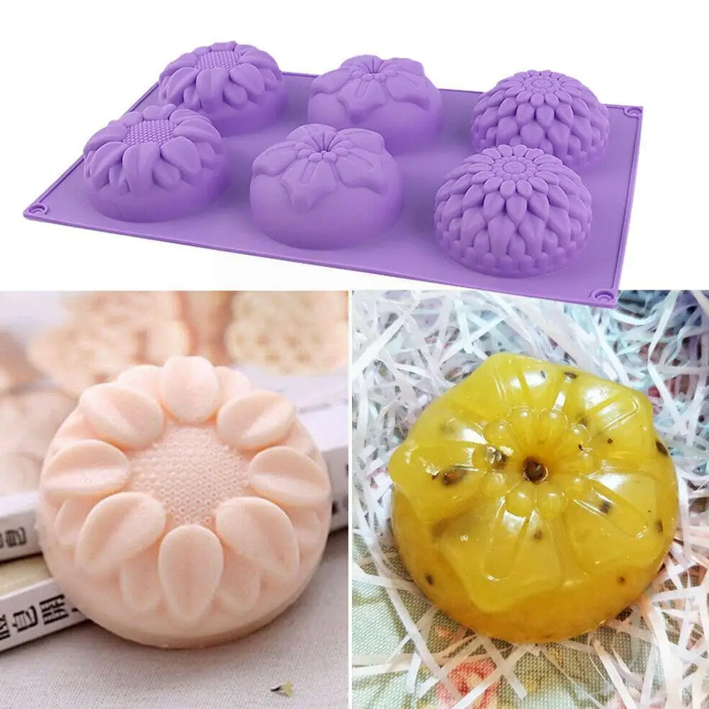 

Silicone 6 With 3 Groups Flower Shape Handmade Soap Tools Diy Mold B4l3