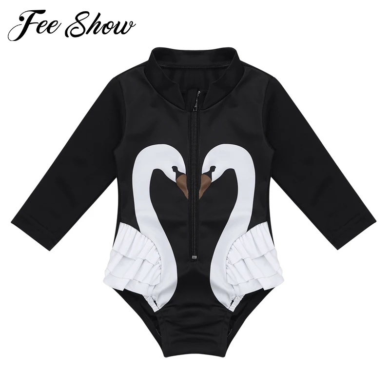 Freebily/Одежда для купания с длинными рукавами девочек милый детский купальник