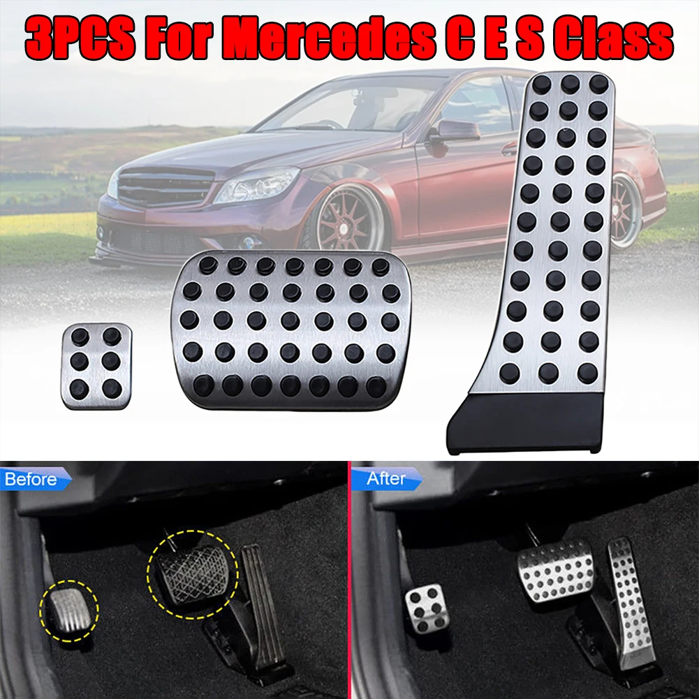 

3Pcs Stainless Steel Foot Pedals For Mercedes Benz W204 X204 W218 C CLS GLK Class Car Interior Accessories Car Pedals