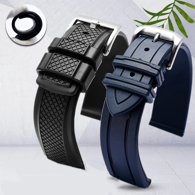 

Waterproof fluorine rubber strap for O-mega S-eamaster 300 T-issot Junya Duluer Leroque silicone watchband 20 22mm Black Blue