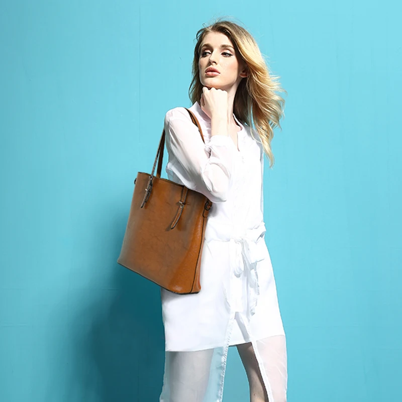 

2019 Female Bag Fashion Solid Color Ladies PU Leather Handbags Large Capacity Casual Tote Simple Women Shoulder Bag Messenger