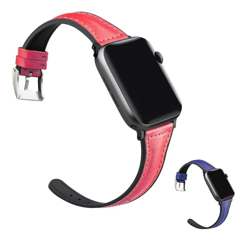 Тонкий кожаный ремешок для наручных часов Apple watch версии 44 мм 38 версия силиконовая