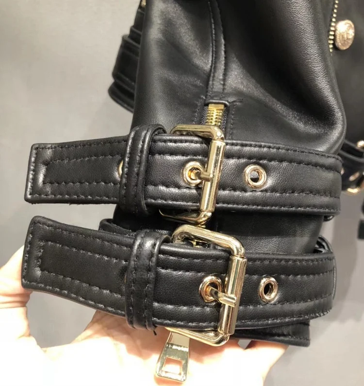 Luxury Brand Design Genuine Leather Jacket Coat Clothing Women Real Sheep Sheepskin European Style Double Breasted Slim Fit Tops | Женская