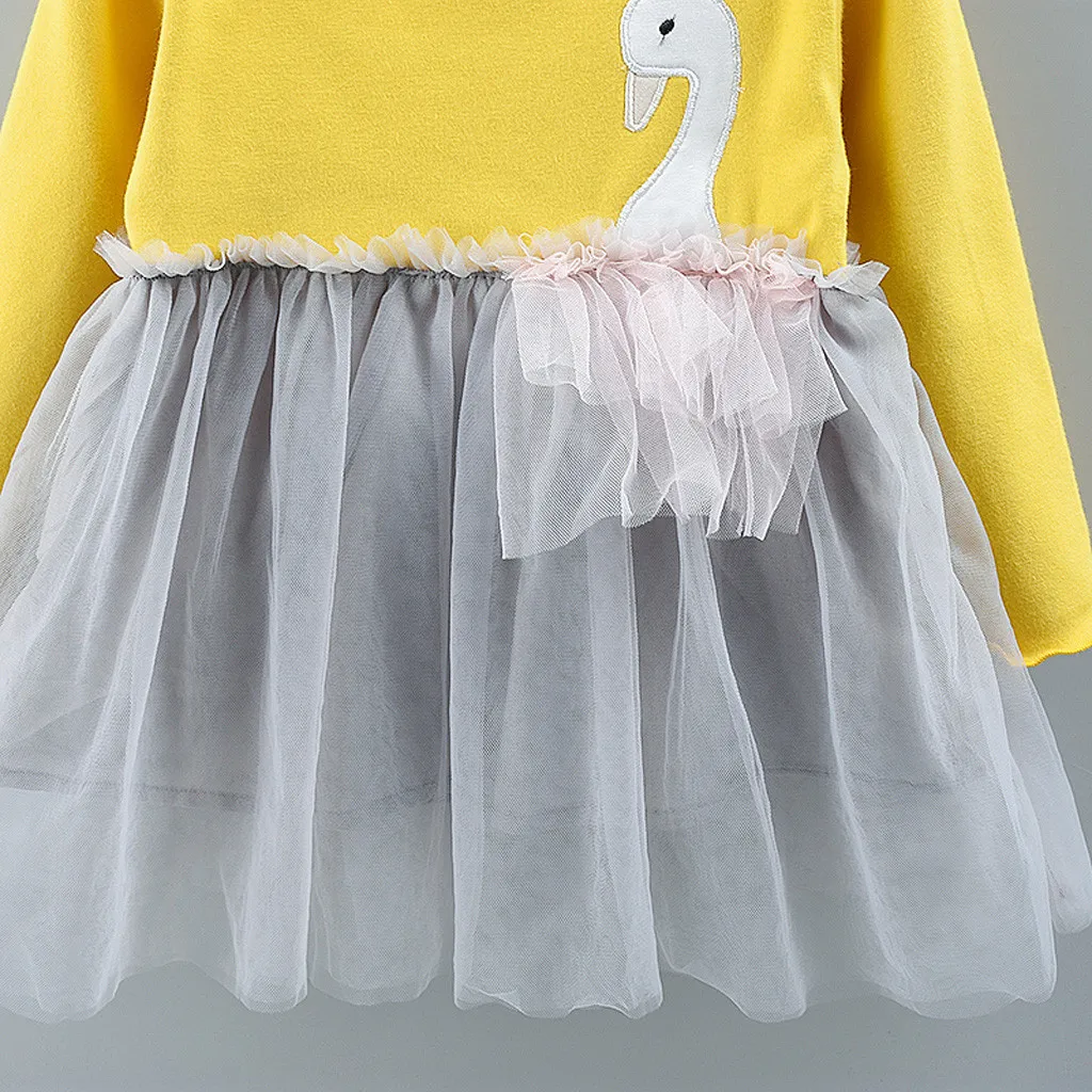 MUQGEW/Новинка модная детская одежда для маленьких девочек с рисунком лебедя платье