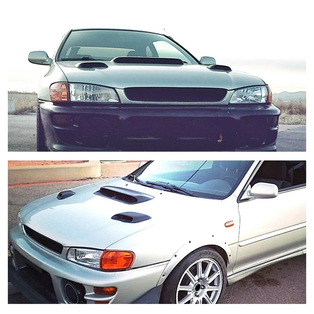 1 пара вентиляционных отверстий капота автомобиля подходит для Subaru 1999 2000 2001 GC8 GF8 STI WRX 2.5RS матовый черный автомобиль модифицированный капот крышка двигателя