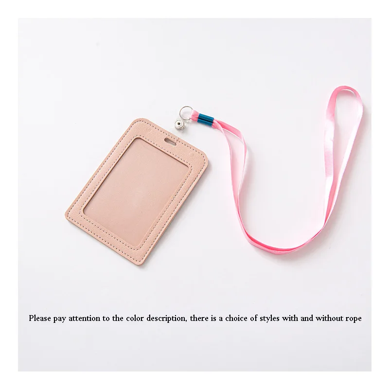 

Women Cartoon Candy Color Leather ID Card Holder Students Bus Card Case Lanyard Women Men Girl Work Identity Badge Cards Cover