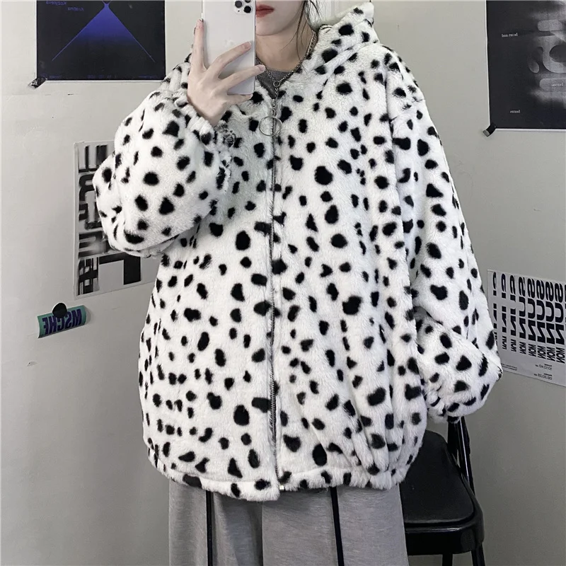

Куртка женская с леопардовым принтом, Повседневная Свободная Толстовка с капюшоном, теплая верхняя одежда с длинным рукавом, Осень-зима
