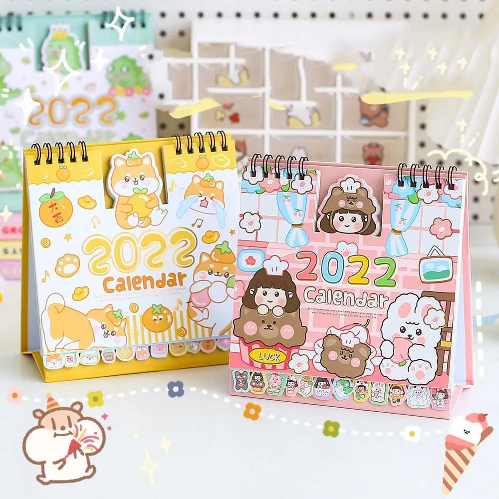 

2022 Kawaii настольный календарь, план, записная книжка, милый большой рабочий стол, мультяшный рабочий стол, креативный блокнот для девочек, кал...