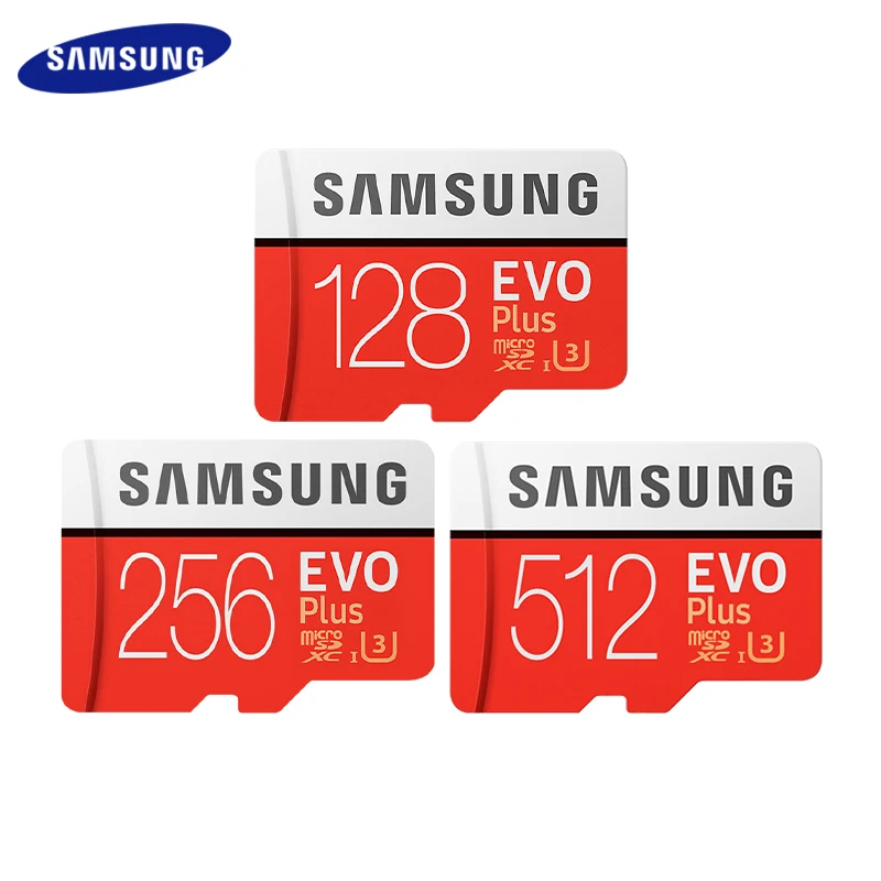 Карта памяти MicroSD SAMSUNG EVO PLUS класс 10 128 ГБ 256 512 U3 скорость чтения до 100 МБ/с. карта 64 U1