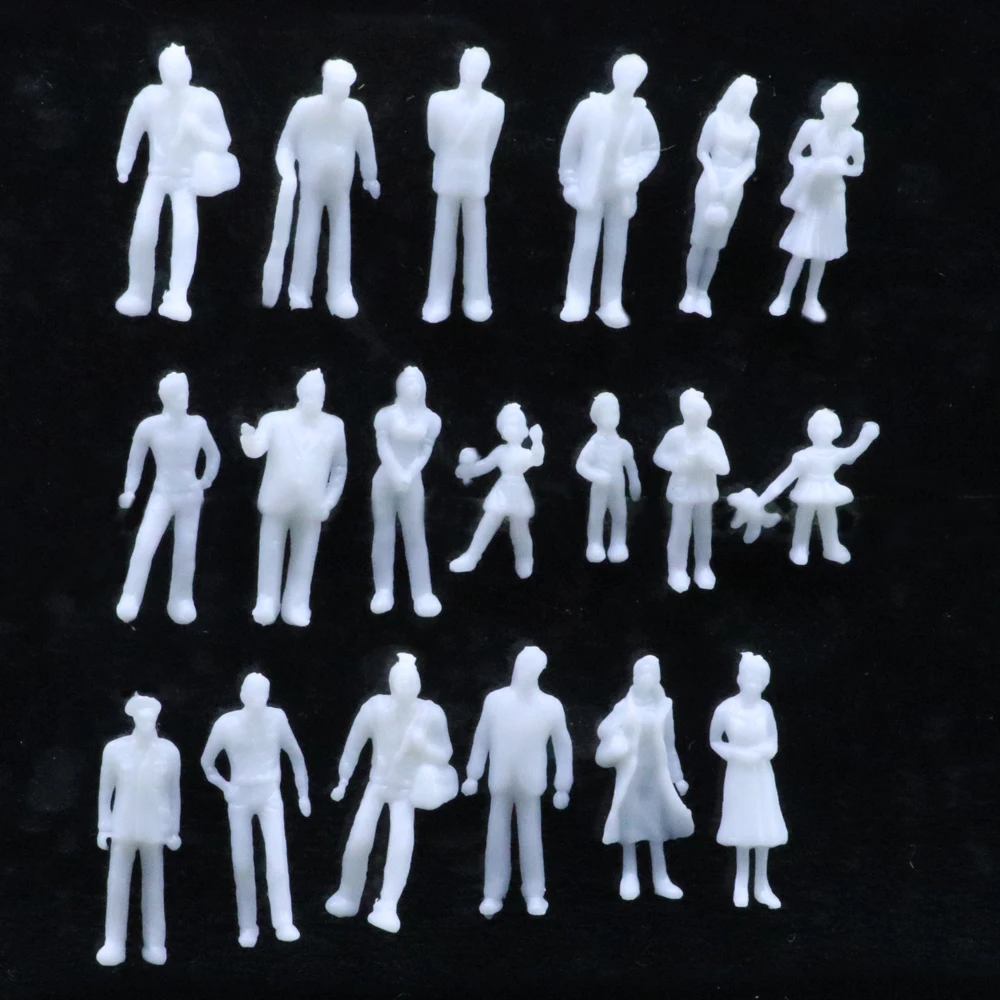 

1:100 Scale Model People White Plastic Unpainted Diorama Figures for Architecture train layout