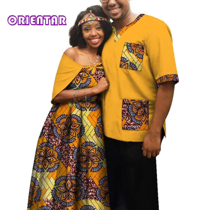 13 Traditional African Clothes for Couples Men Women African Print Long Dress Tops T Shirt Casual Ball Gown Lover Clothing WYQ181 - Цвет: 13