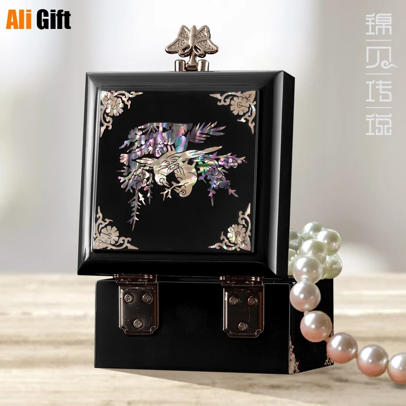 

Multi-function Dressing Case Princess Small Luotian Lacquerware Retro Jewelry Storage Wedding Gift Chinese Style Boxes