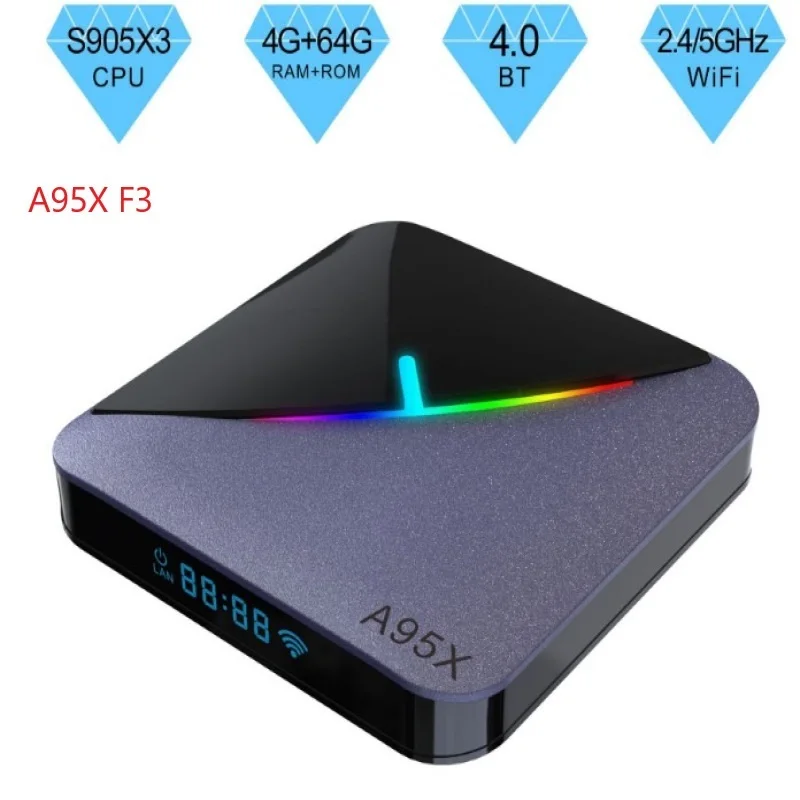 

ТВ-приставка A95X F3 на Android, S905x3, Android 9,0, Wi-Fi, Bluetooth, 8K