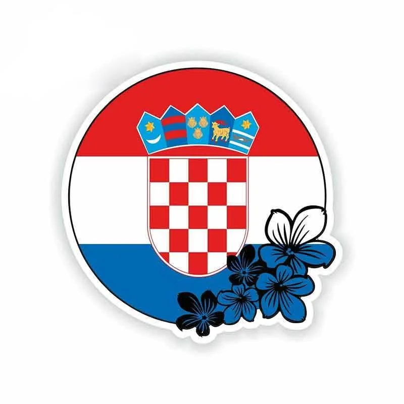 

13cm x 13cm For Croatia With Flowers Novelty Decal Car Assessoires Digitally Printed Stickers Suitable for VAN